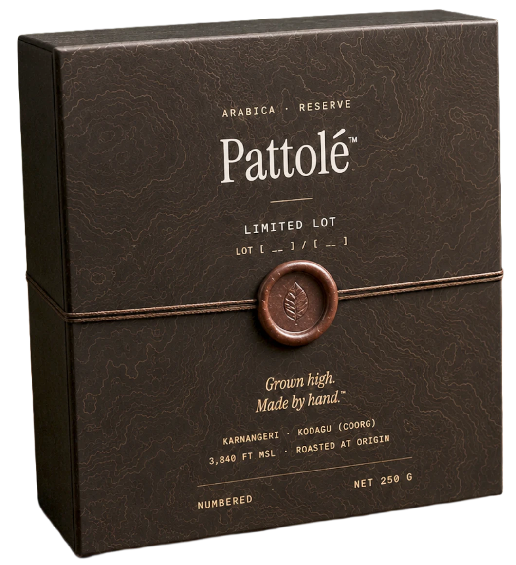 Pattolé Arabica Reserve, numbered box with wax seal